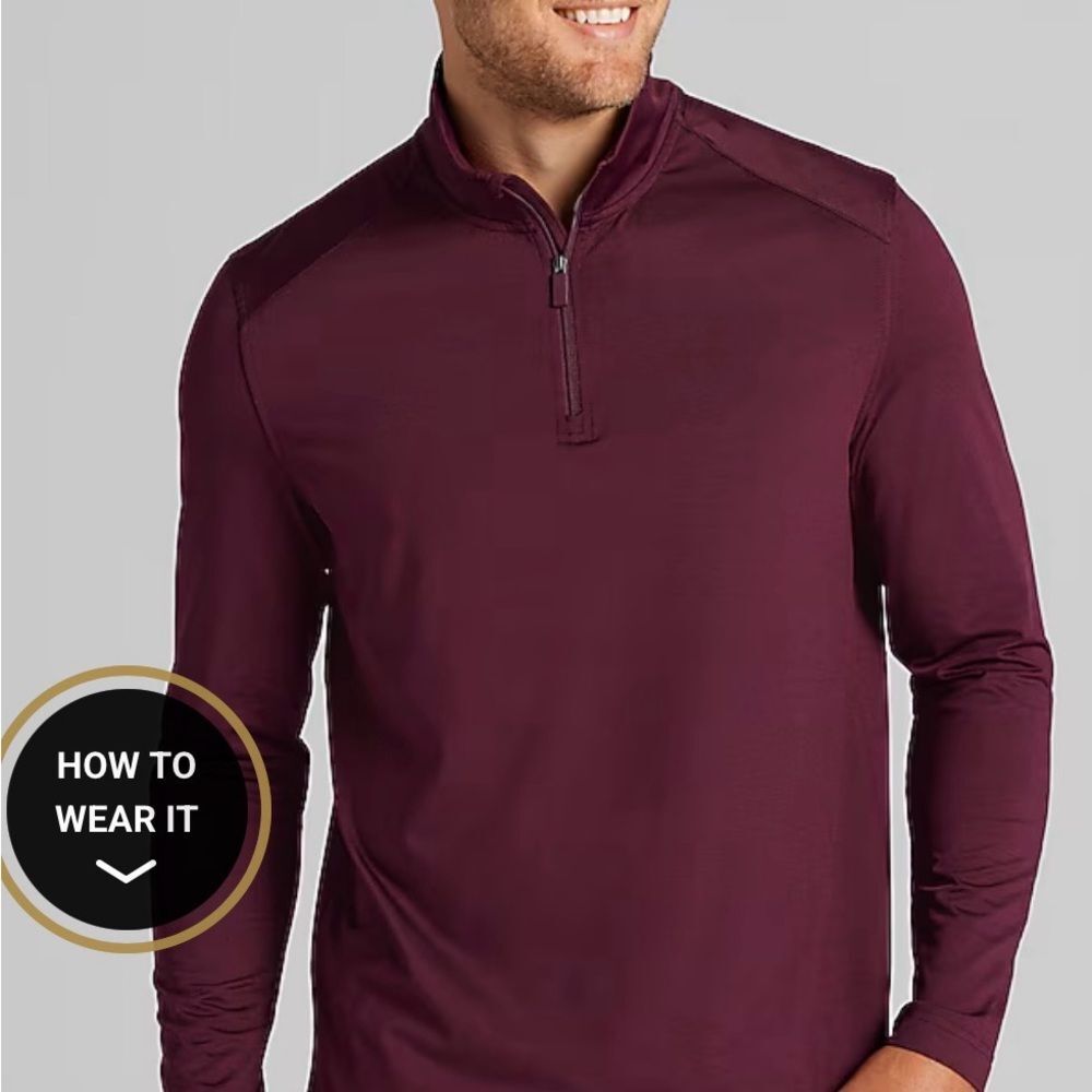 JOS. A. Bank Traveler Performance Quarter Zip Pullover (Ron) Burgundy L NWOT